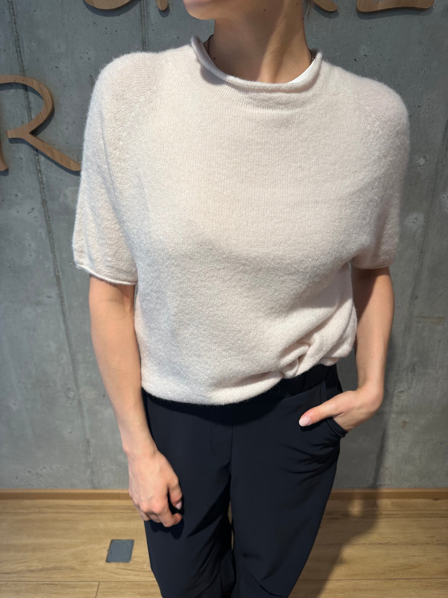 Pulli "Pina 1/2arm Rollkante" Creme