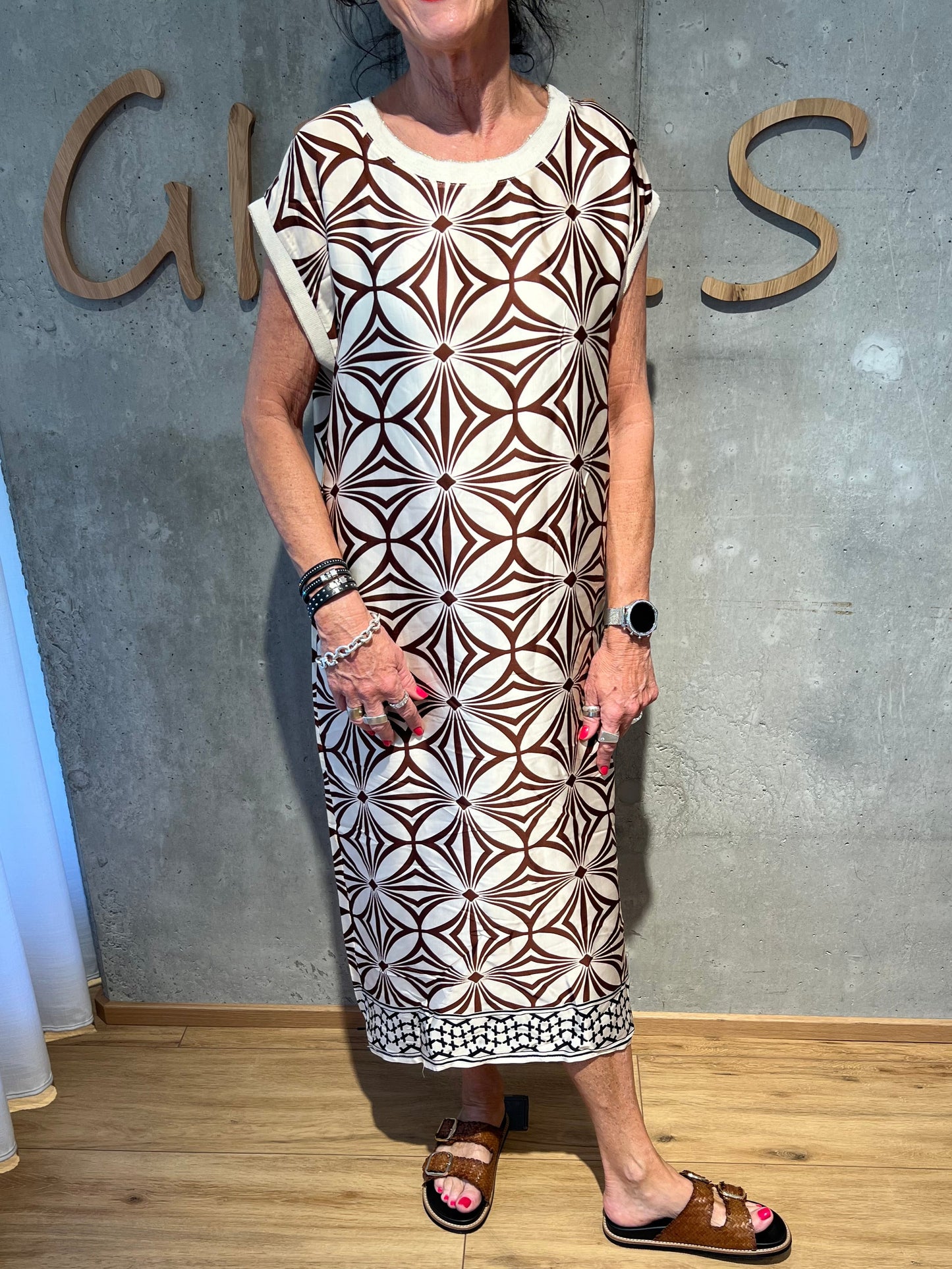 Kleid "Kaulani Musterung" CremeBraun