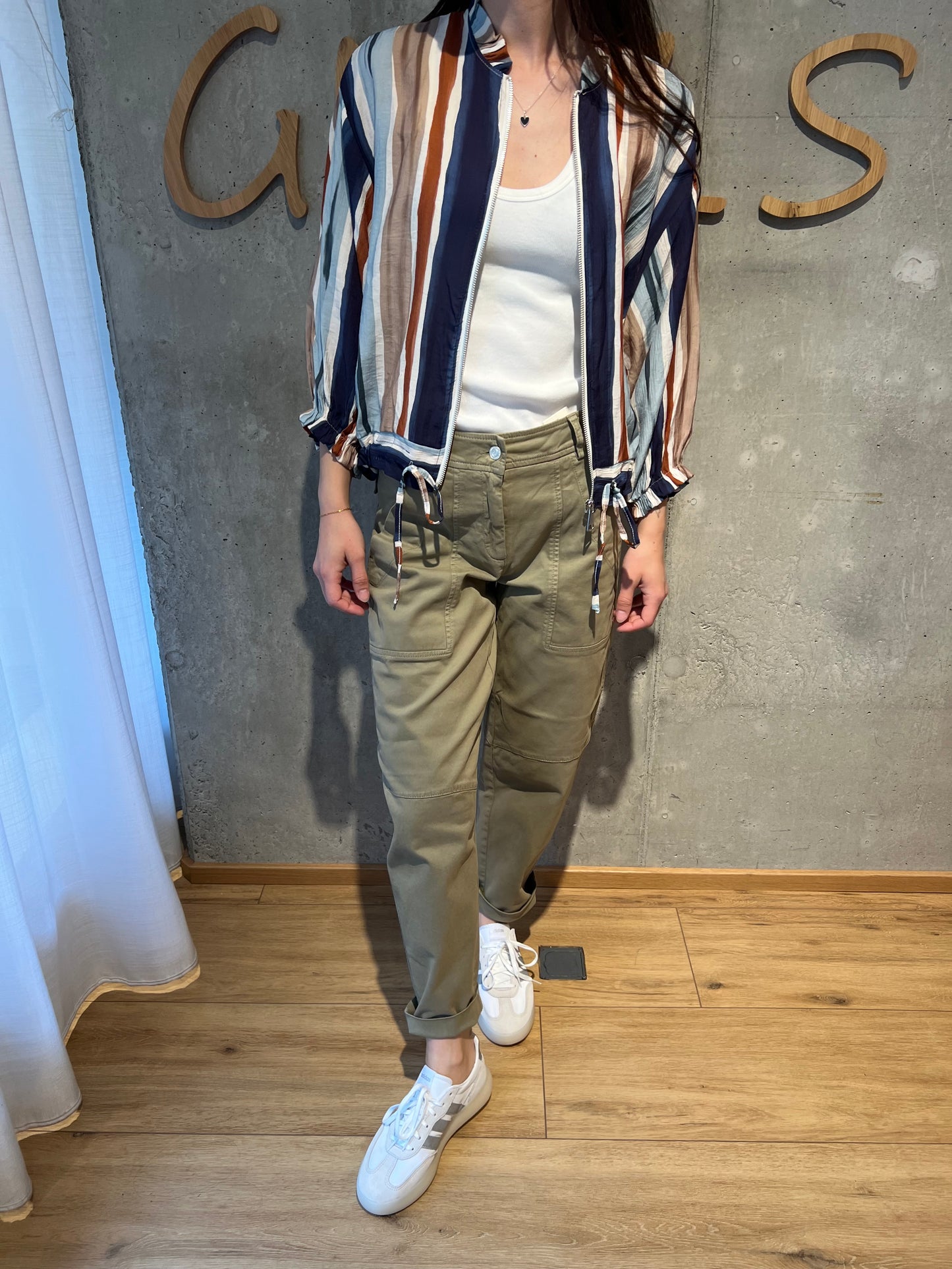 Jacke "Julia Gestreift" Blau Cognac
