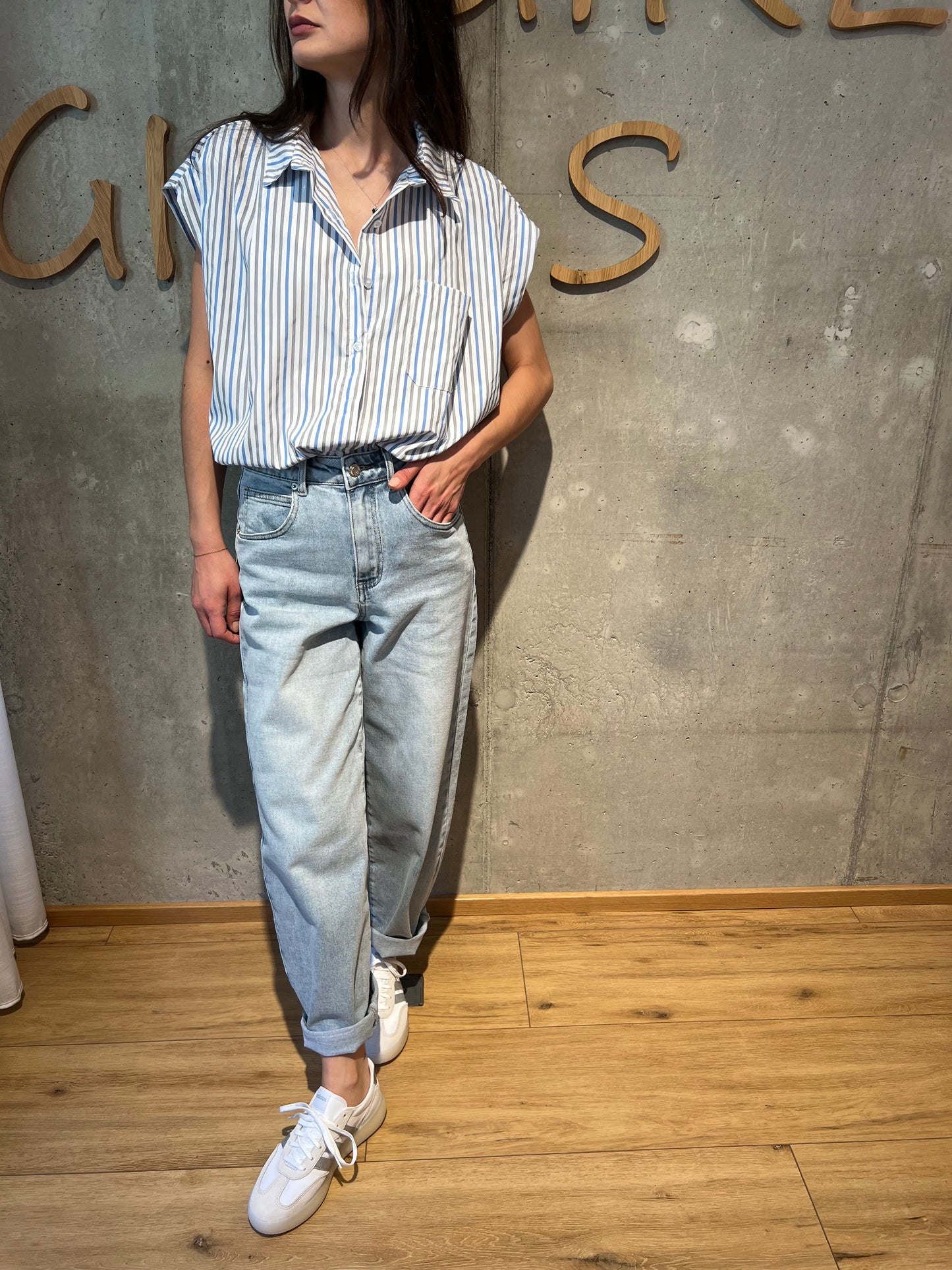 Bluse "Burga gestreift" WeißBlauGold
