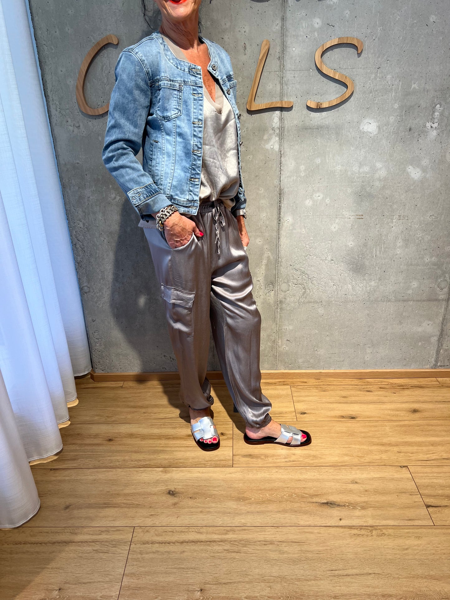 Jeansjacke "Jana-Ina ohne Kragen" Hellblau