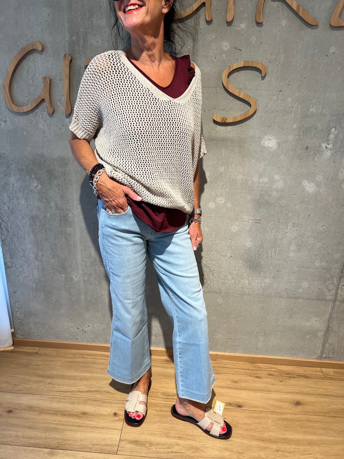 Lochstrick "Loreley V-Neck" - Versch. Farben