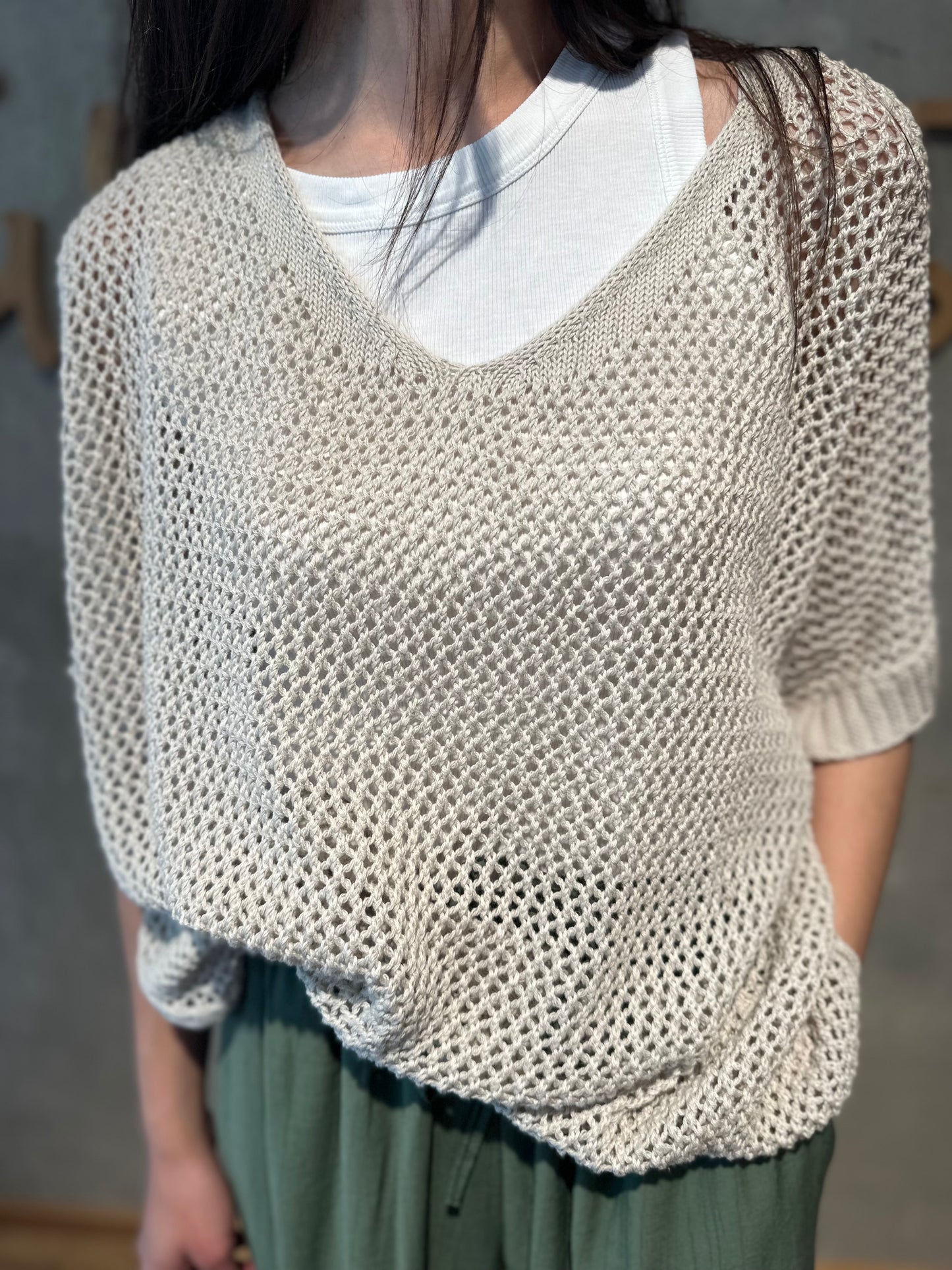 Lochstrick "Loreley V-Neck" - Versch. Farben