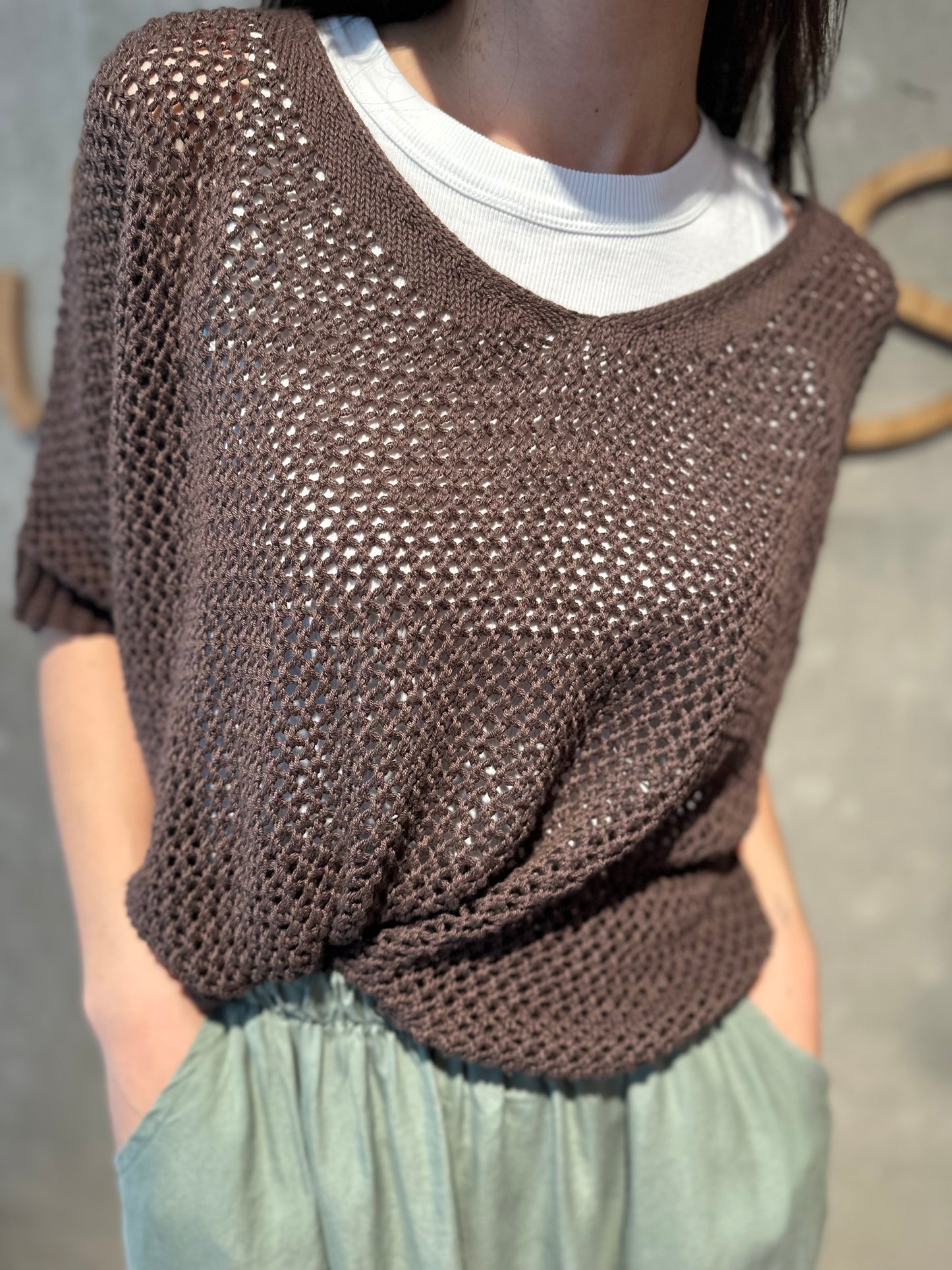 Lochstrick "Loreley V-Neck" - Versch. Farben