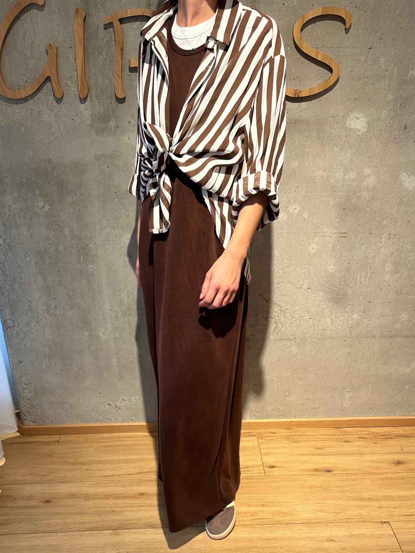 Bluse "Berenice gestreift" Braun Weiß