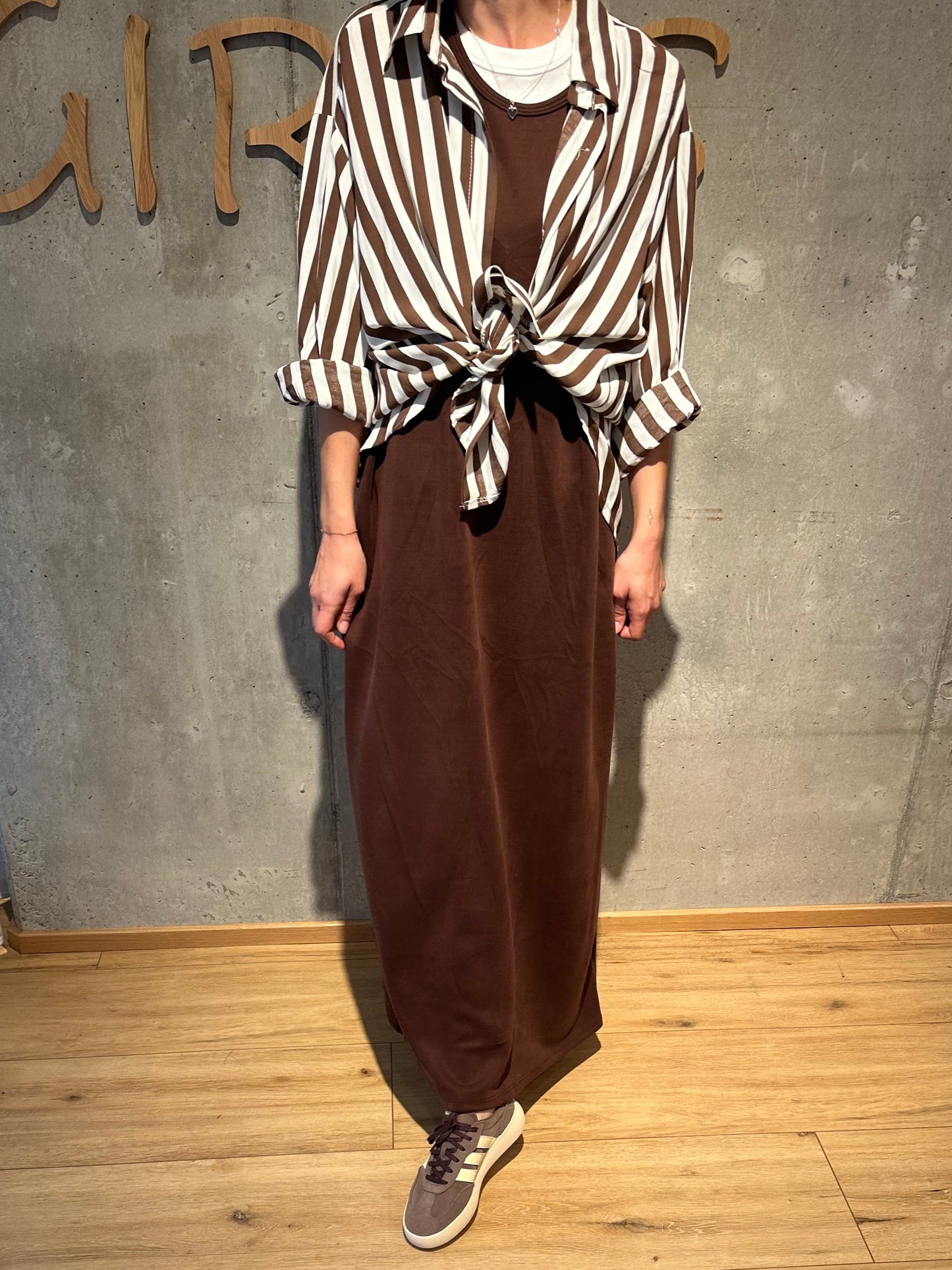 Bluse "Berenice gestreift" Braun Weiß