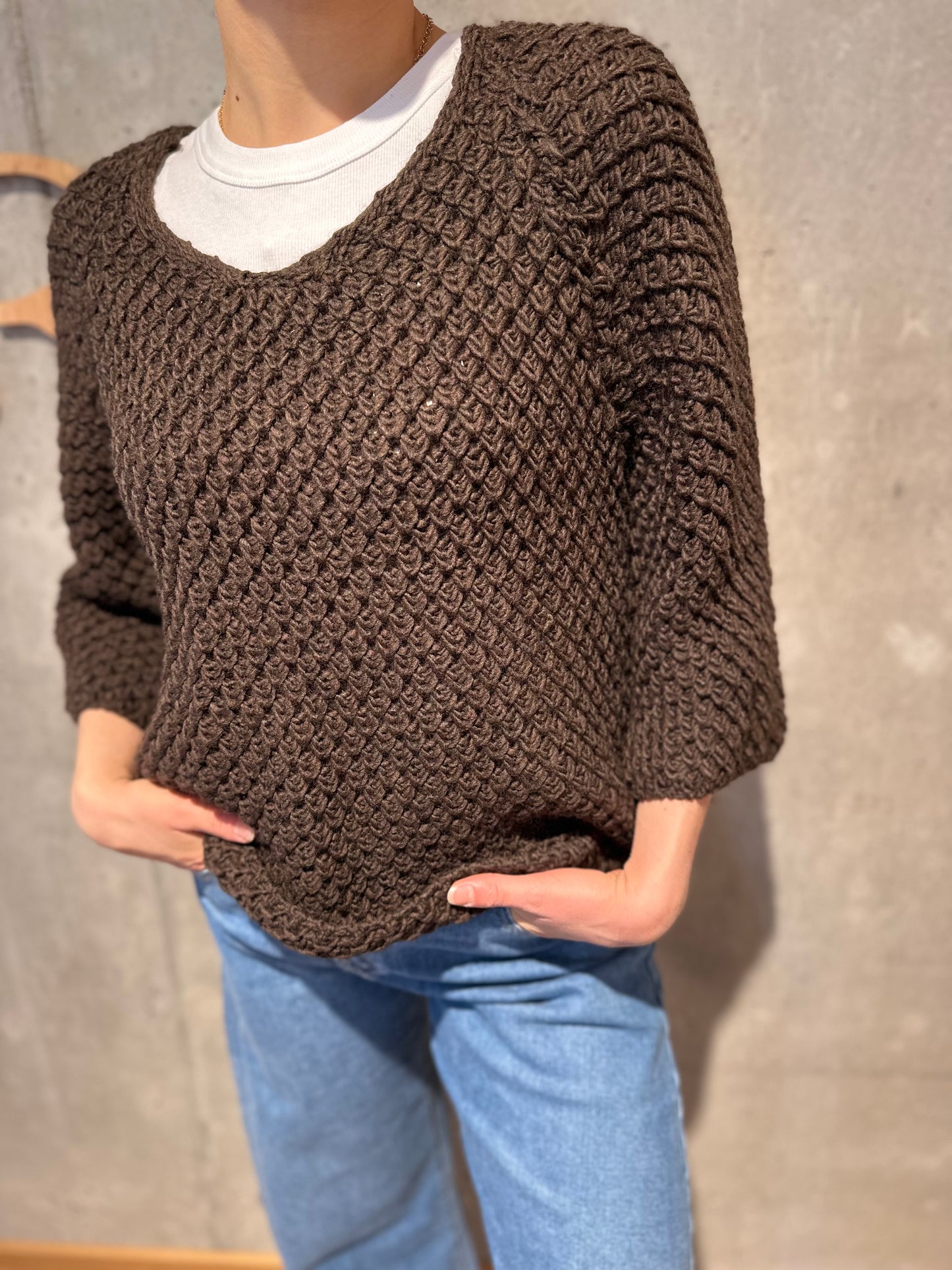 Grobstrick-Pulli "Gerda halbarm" - Versch. Farben