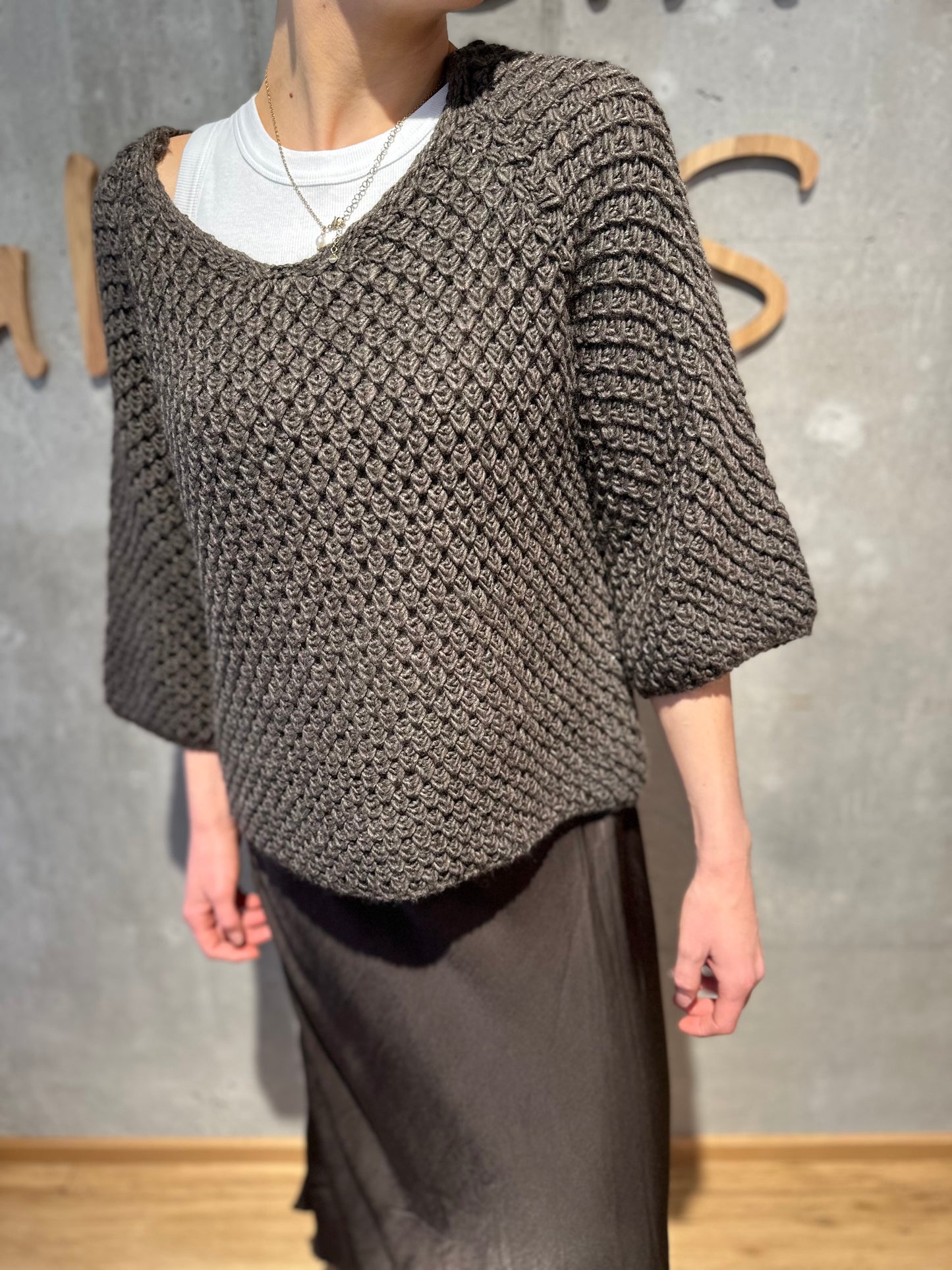 Grobstrick-Pulli "Gerda halbarm" - Versch. Farben