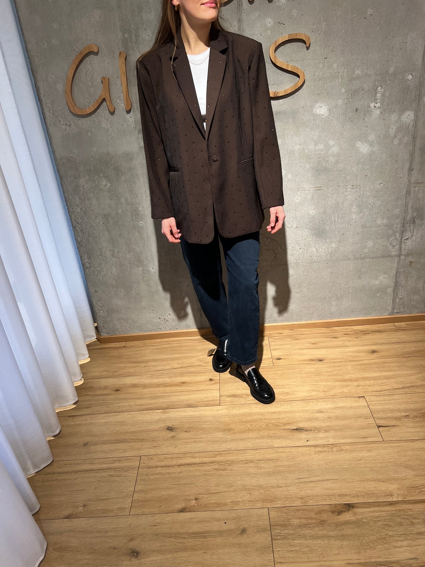 Blazer "Babette mit Glitzersteinen" Schokobraun