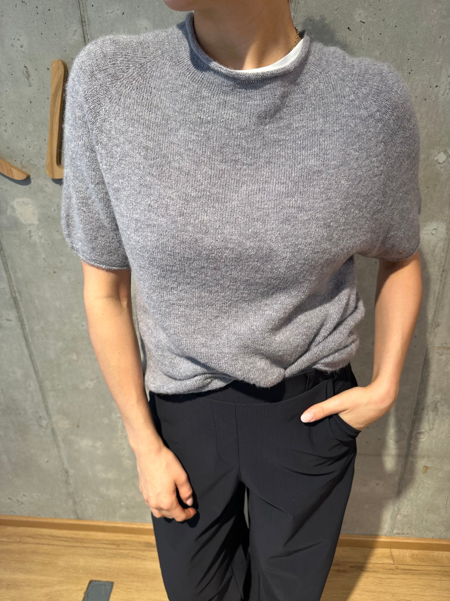 Pulli "Pina 1/2arm Rollkante" Creme