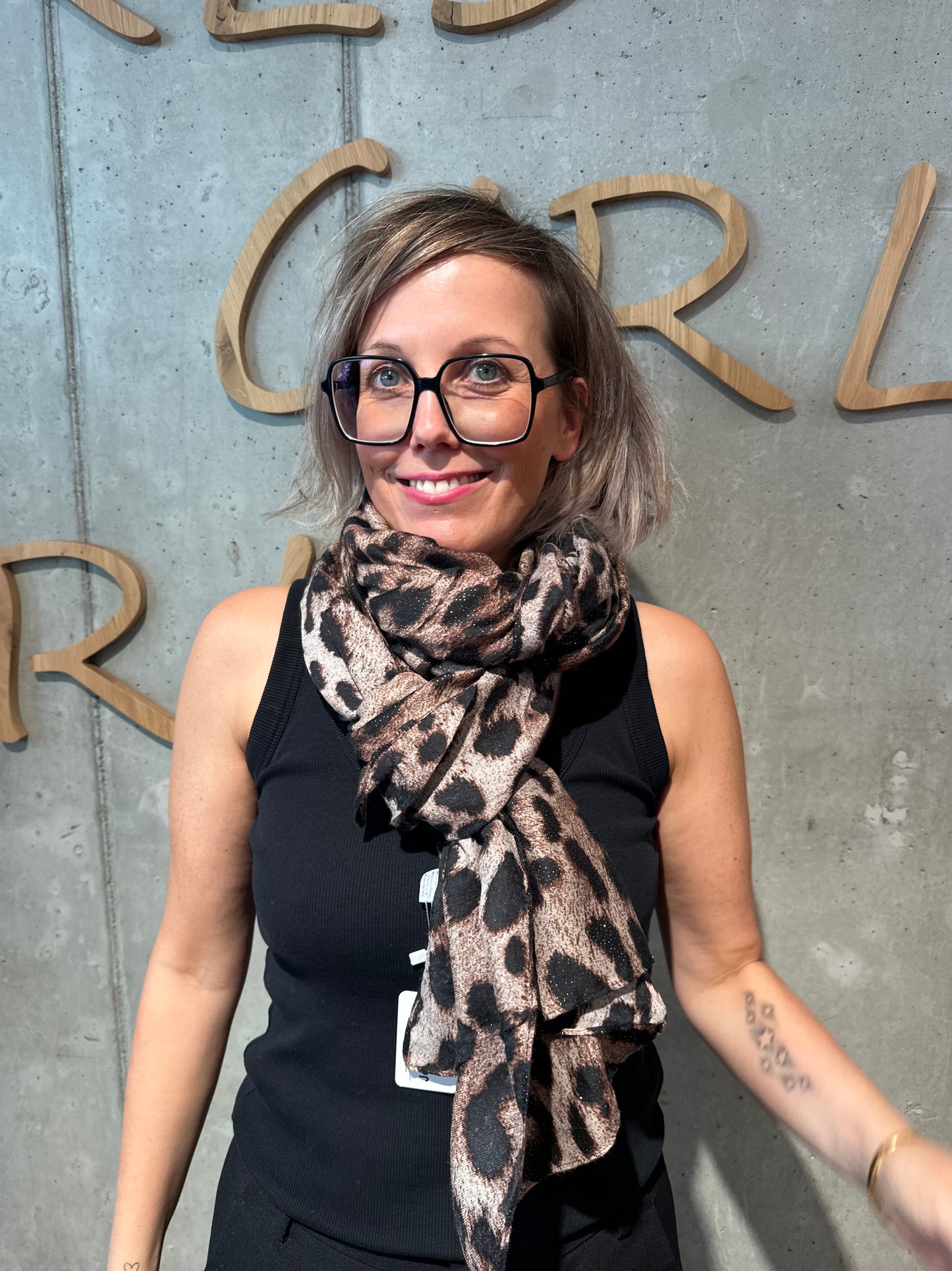 Schal "Agnes Leomuster Glitzer" BeigeBraunSchwarz
