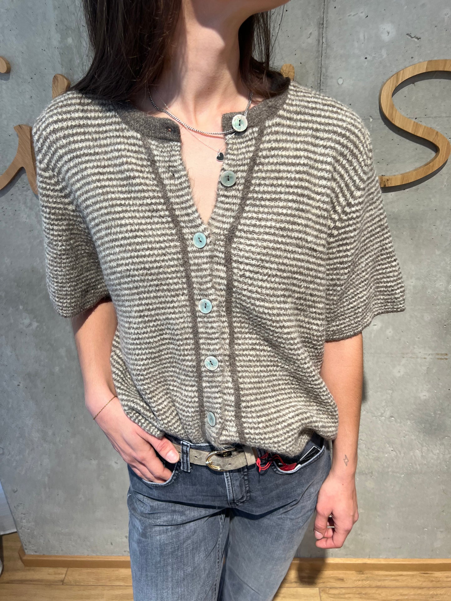 Strickjacke "Sia 1/2arm gestreift" - Versch. Farben