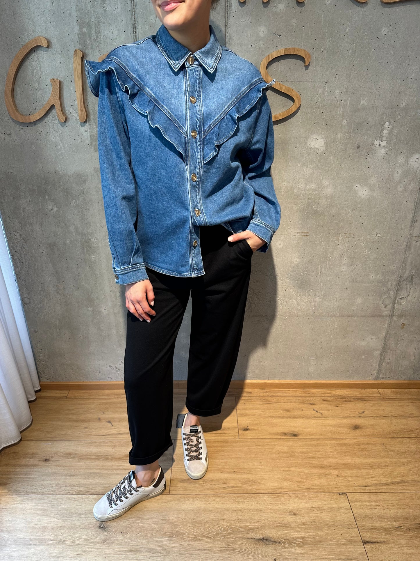 Jeansbluse "Janina" Mittelblau
