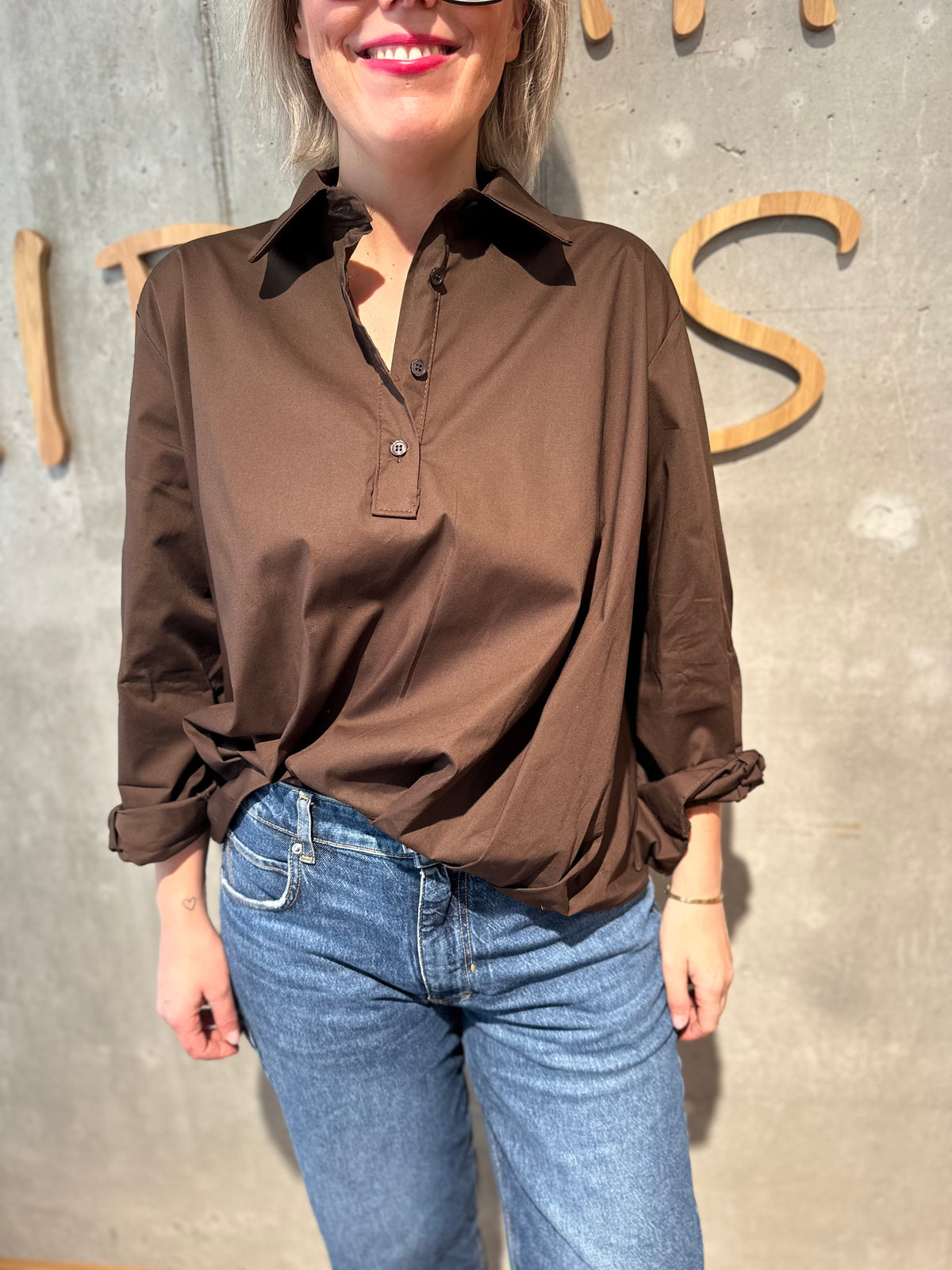 Blusenshirt "Bettina" Schokobraun