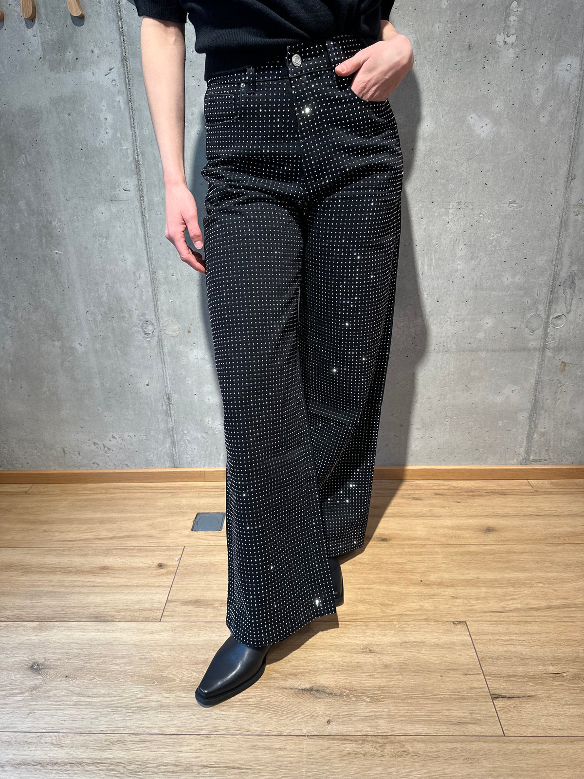 Jeans "Juno Glitzersteine" Schwarz