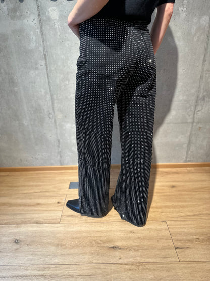 Jeans "Juno Glitzersteine" Schwarz