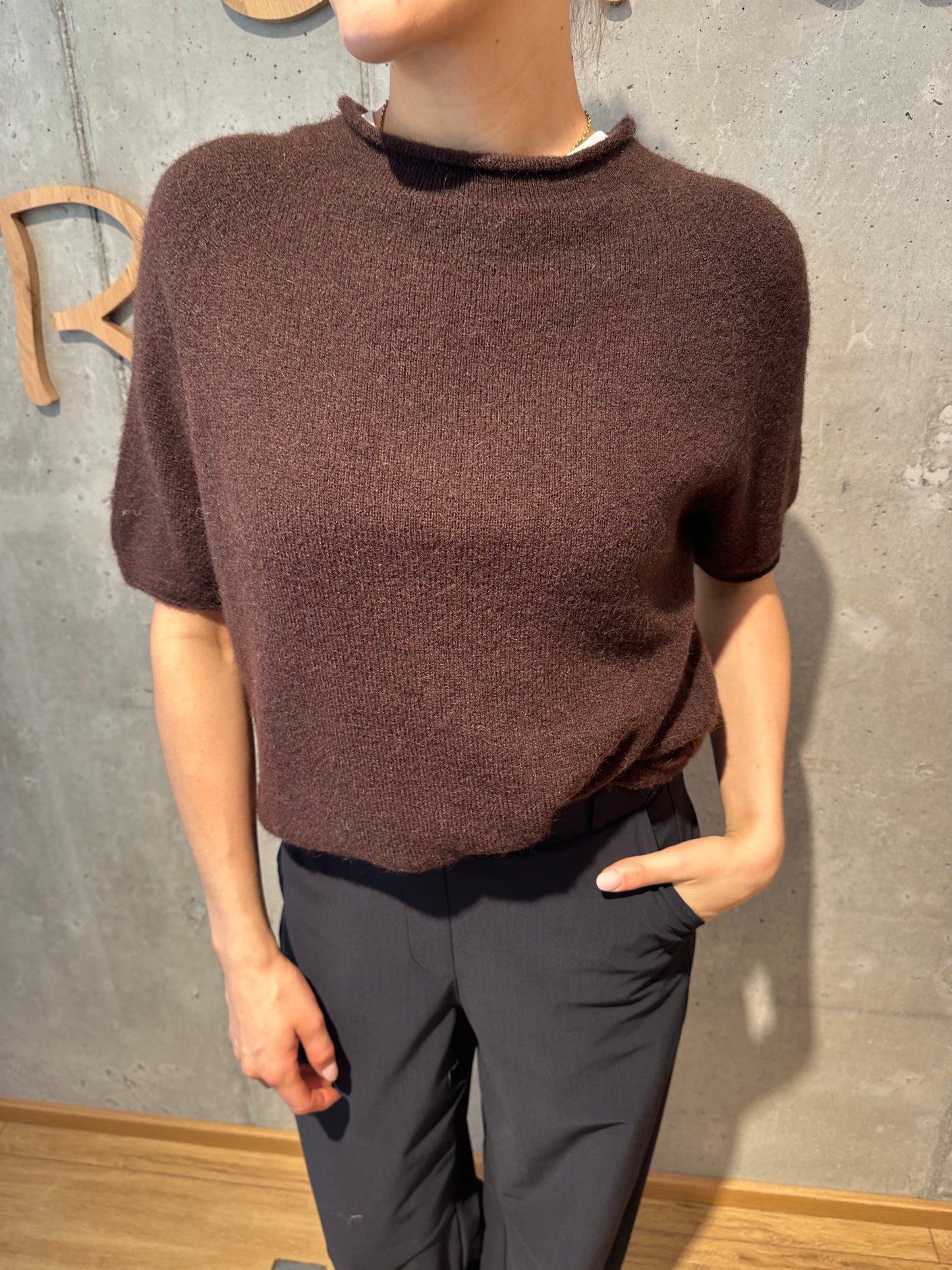 Pulli "Pina 1/2arm Rollkante" Creme