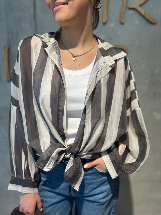 Bluse "Baptista gestreift" SchokoBeige