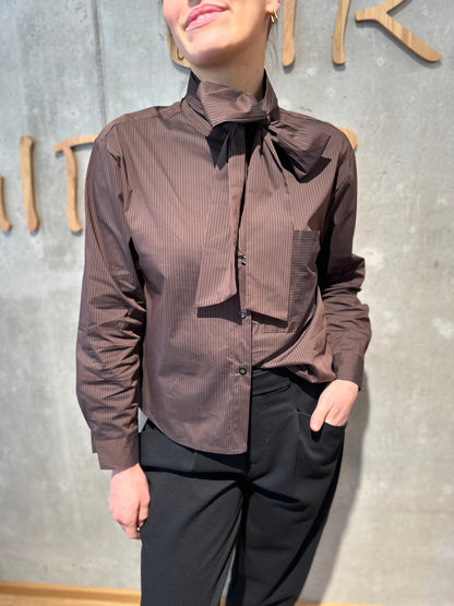 Bluse "Bea mit Schluppe" SchokoSchwarz gestreift