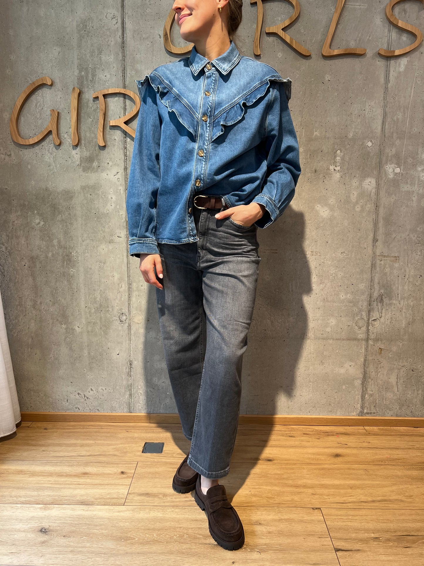 Jeansbluse "Janina" Mittelblau