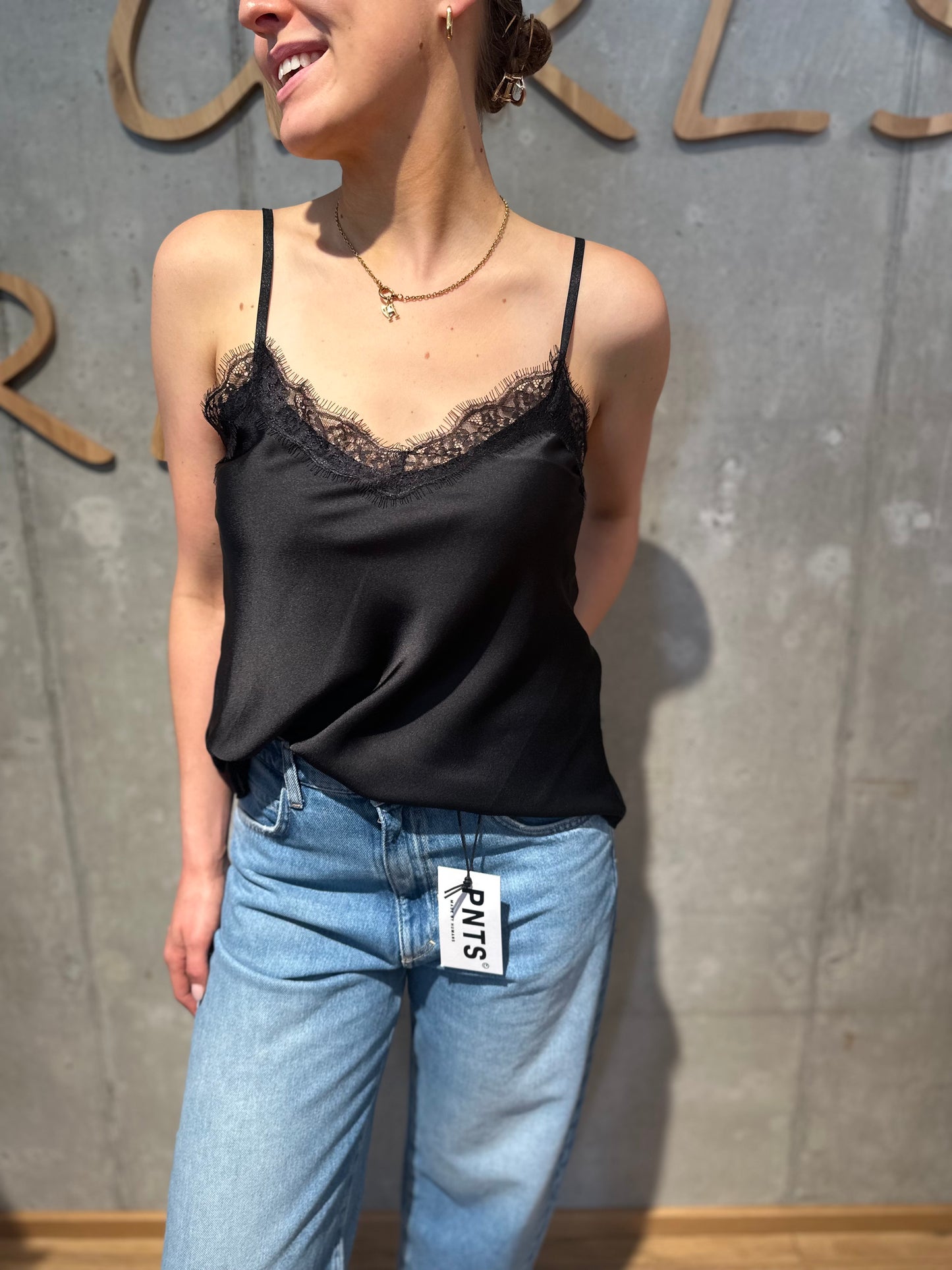 Top "Tilly mit Spitze" Schwarz