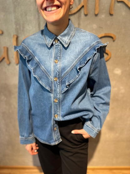 Jeansbluse "Janina" Mittelblau