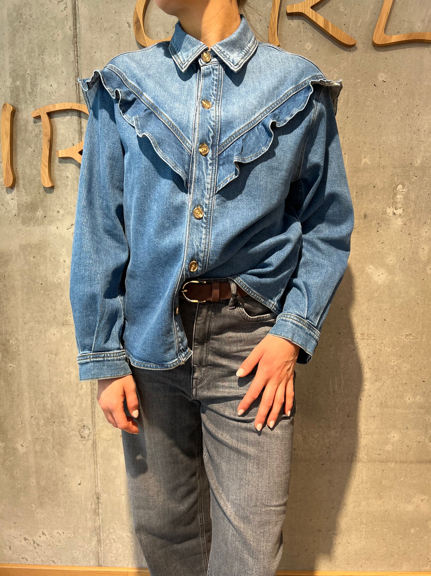 Jeansbluse "Janina" Mittelblau