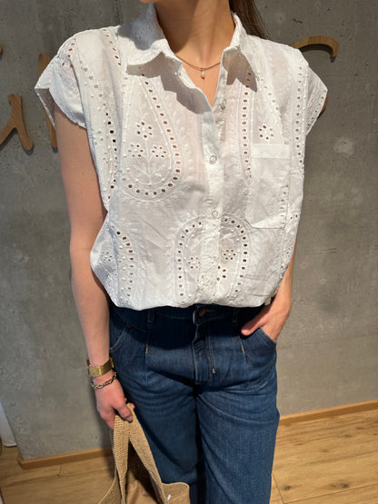 Bluse "Bini Lochspitze" Weiß