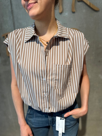 Bluse "Babsi gestreift" Nougat Weiß