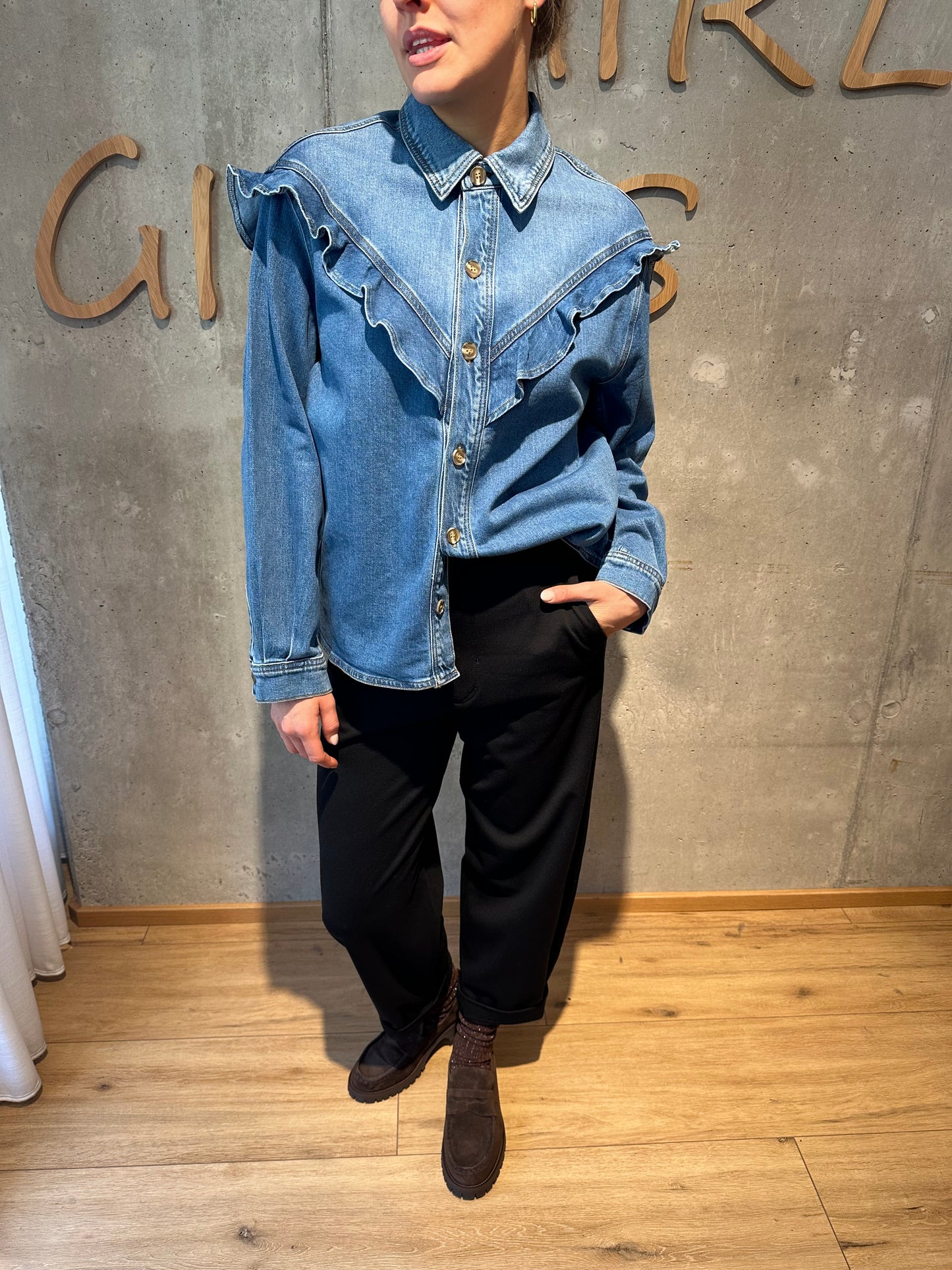 Jeansbluse "Janina" Mittelblau