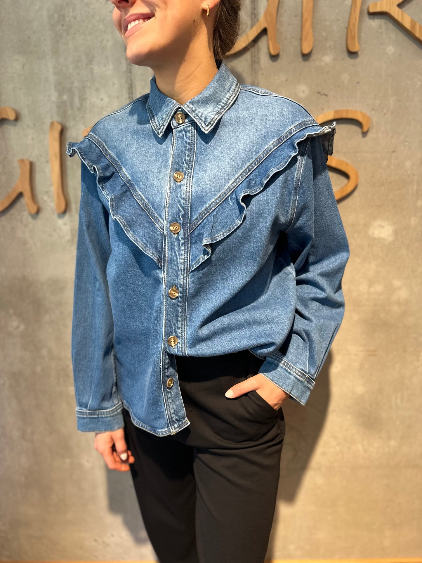 Jeansbluse "Janina" Mittelblau