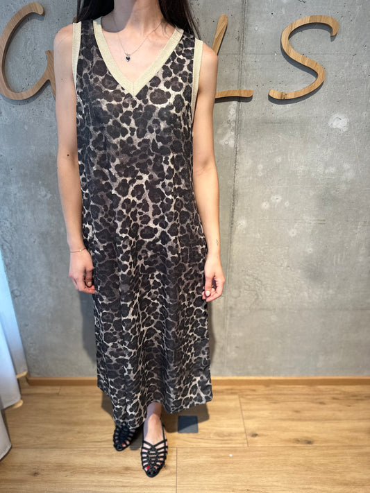 Leo-Kleid "Lenja mit Goldfäden" BraunSchwarz