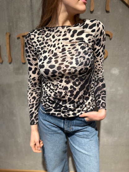 Shirt "Selena Leomuster" HellbeigeBraunSchwarz