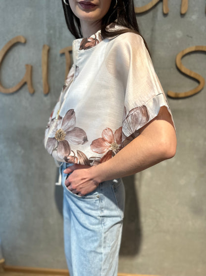 Blouson "Bea halbarm" Beige mit Blumen