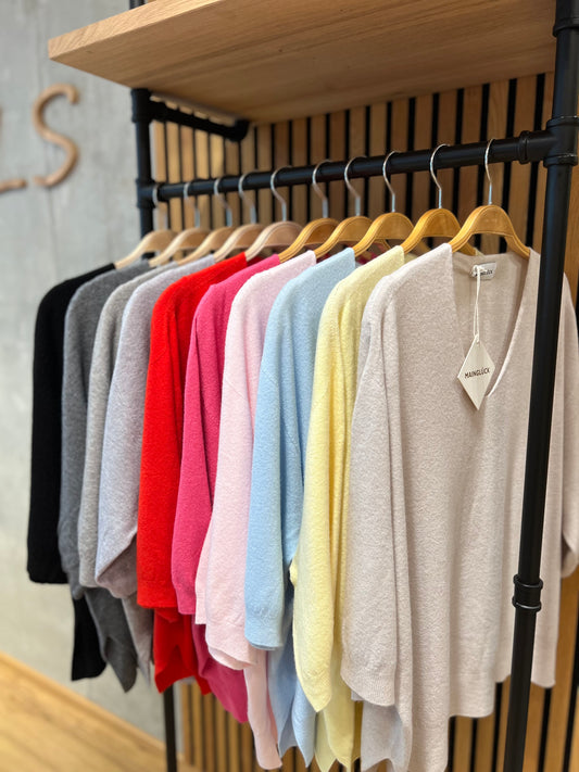 MG-Pulli "Mila V-Neck 3/4arm schmal" - Versch. Farben