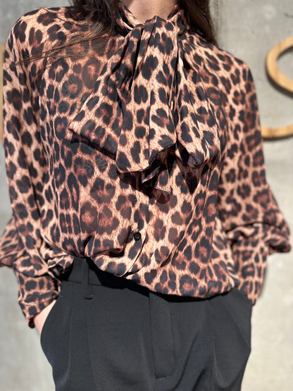 Leo-Bluse "Leona" SchwarzBraunBeige