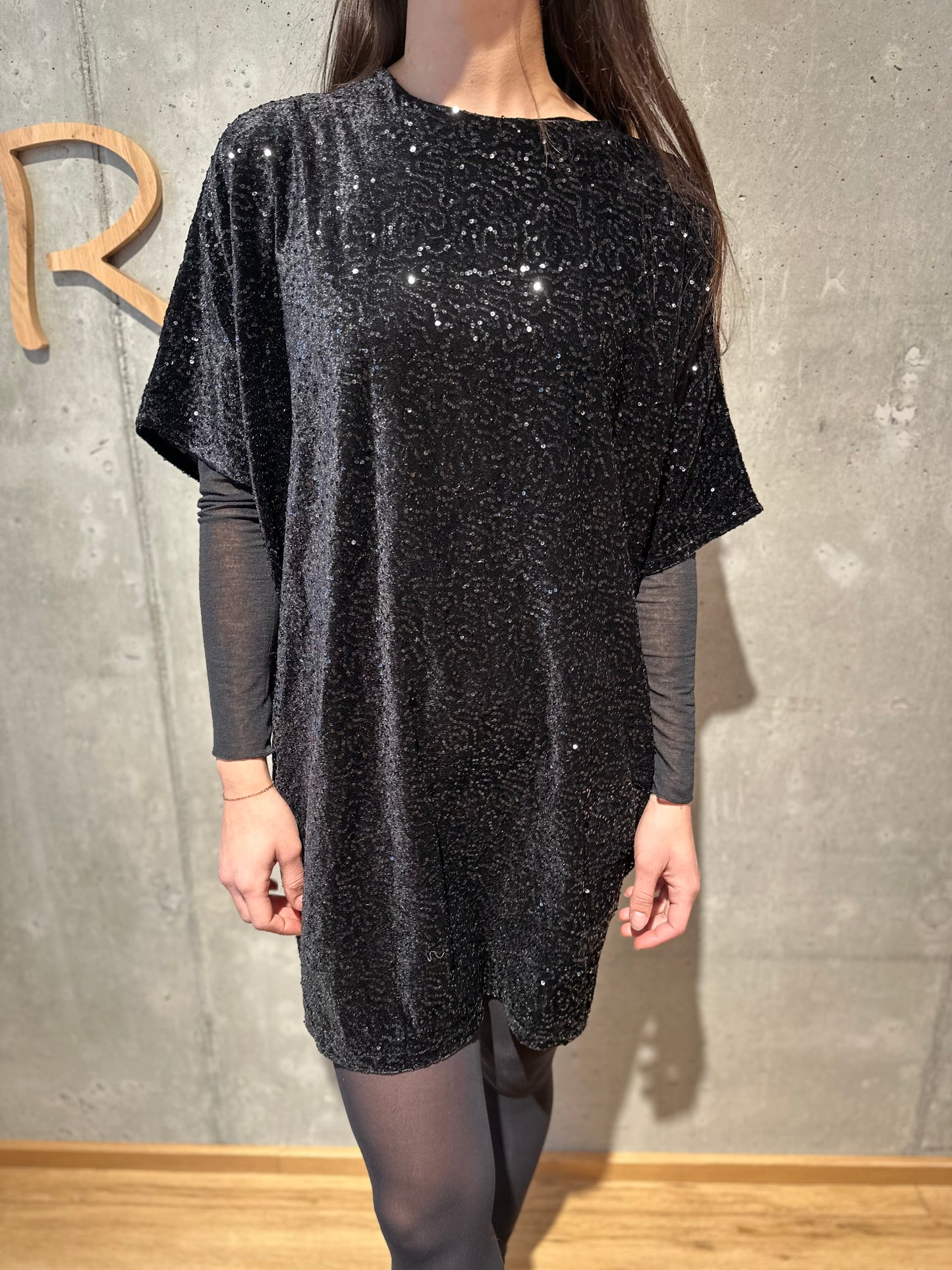 Kleid "Kadance Samt & Pailletten" Schwarz