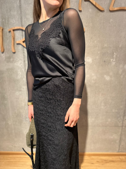 Top "Tandy Satinoptik mit Spitze" - Versch. Farben