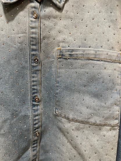 Jeanshemd "Jasmina Glitzer" Hellblau