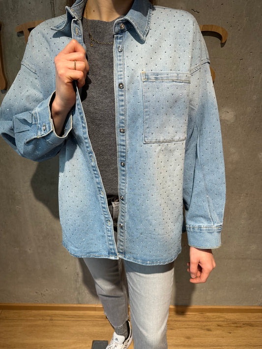 Jeanshemd "Jasmina Glitzer" Hellblau