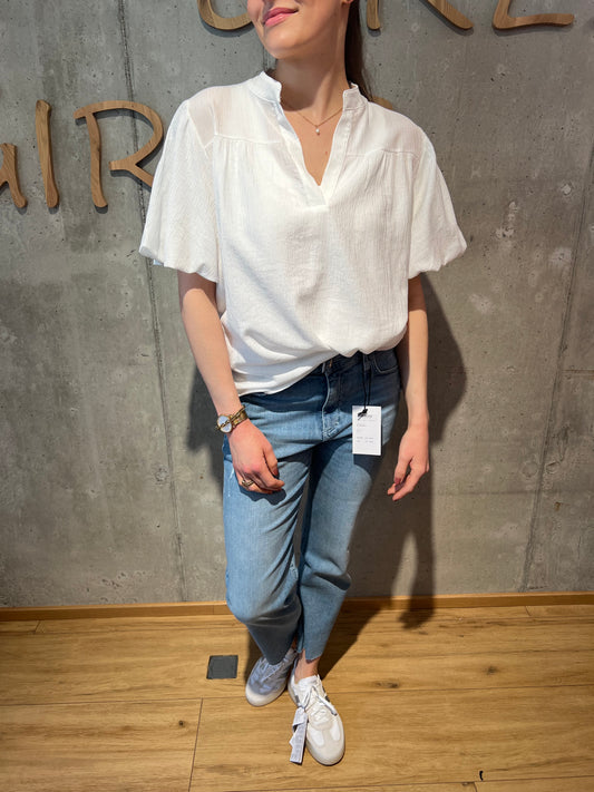 Bluse "Bekka 1/2 Puffarm V-Neck" - Versch. Farben