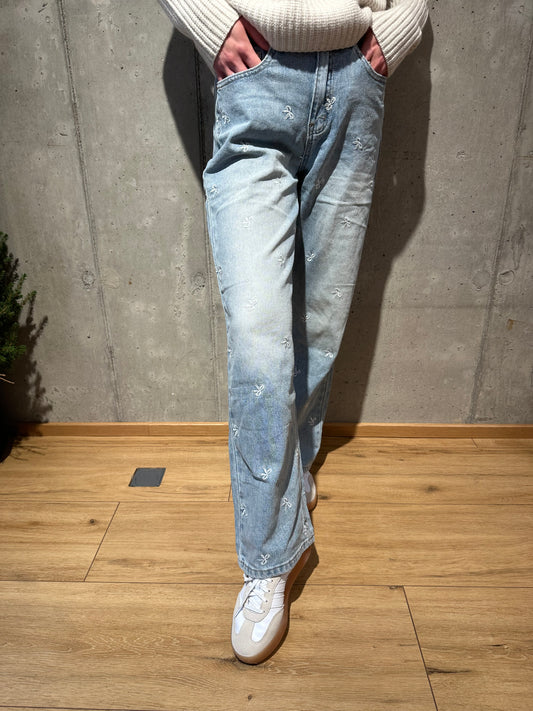 Jeans "Jillian mit Schleifen" Hellblau