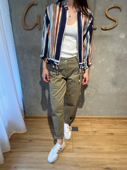 Jacke "Julia Gestreift" Blau Cognac