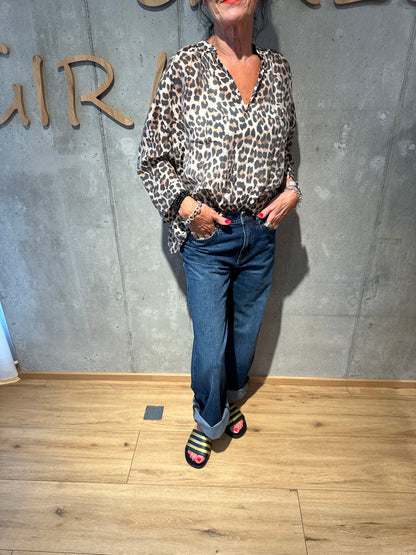 Leo-Bluse "Loredana" BeigeTaupeSchwarz
