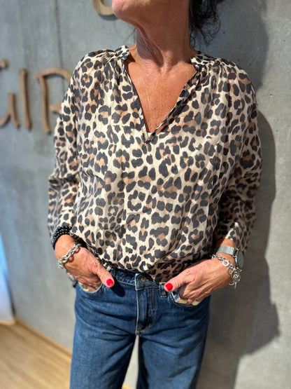 Leo-Bluse "Loredana" BeigeTaupeSchwarz