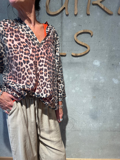 Leo-Bluse "Loredana" BeigeTaupeSchwarz