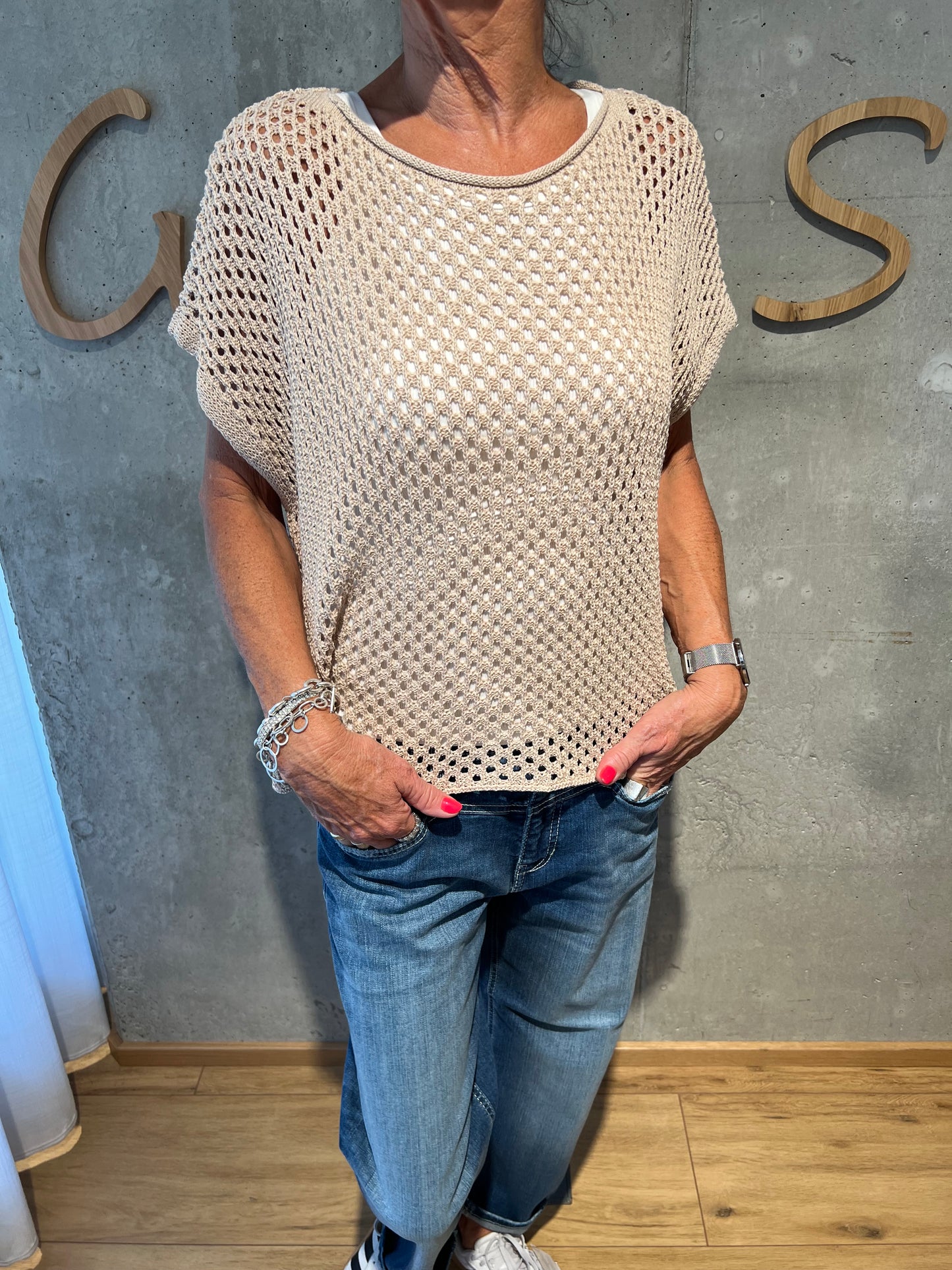 Lochstrick-Shirt "London" - Versch. Farben
