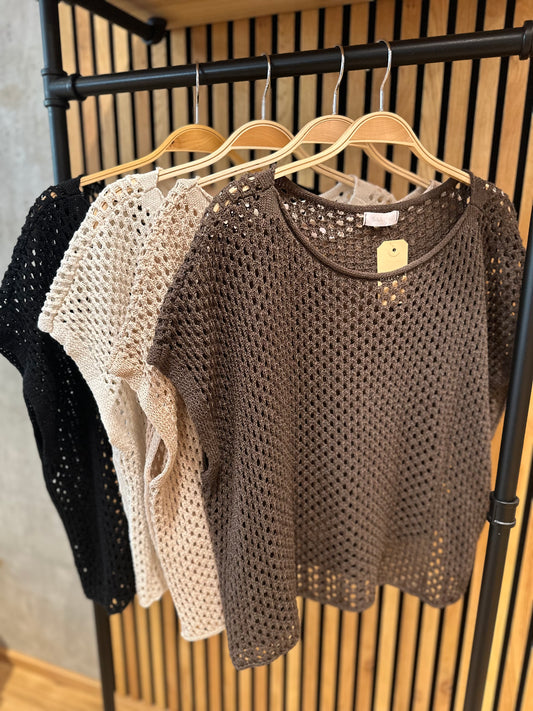 Lochstrick-Shirt "London" - Versch. Farben