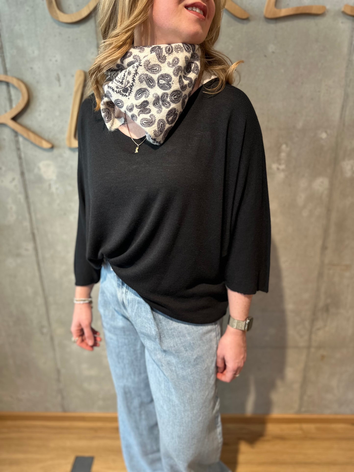 Schaltuch "Ava Paisleymuster" WeißSchwarz