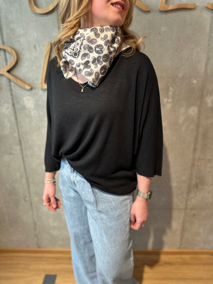 Schaltuch "Ava Paisleymuster" WeißSchwarz